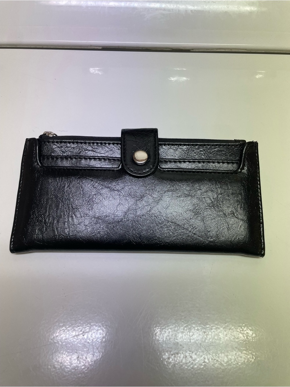 Classic Black Women's Long Wallet with Snap Closure - Picture 1 of 6